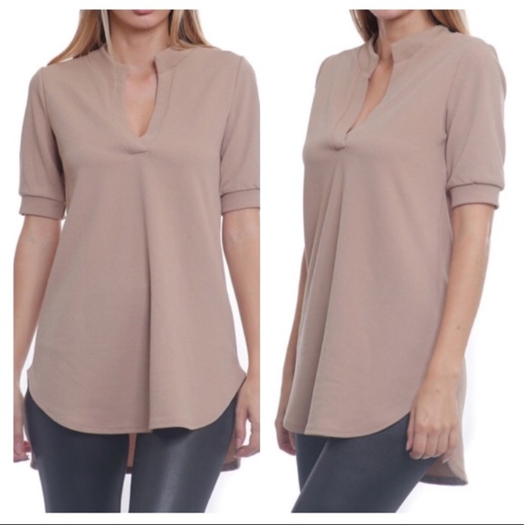 Tan blouse high light short sleeves - Picture 2 of 5